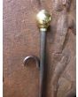 Antique Dutch Fire Poker made of Wrought iron, Polished brass 