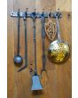 Antique Hanging Fireplace Tools made of Wrought iron, Copper, Polished brass 