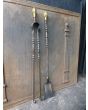Antique French Fireplace Tools made of Wrought iron, Polished brass 