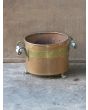 Small Antique Log Holder made of Brass, Copper, Stone 