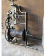 Antique Weight Roasting Jack made of Wrought iron, Wood, Stone 