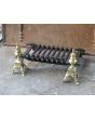 Antique Fireplace Log Grate made of Wrought iron, Polished brass 
