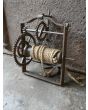 Antique Weight Roasting Jack made of Wrought iron, Wood, Rope 