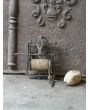 Antique Wall-Mounted Spit Jack made of Wrought iron, Wood, Stone, Rope 