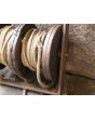 Antique Weight Roasting Jack made of Cast iron, Wrought iron, Wood, Stone, Rope 