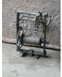 Small Antique Weight-Driven Spit Jack made of Wrought iron, Brass, Wood, Rope 