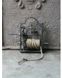 Antique Weight-Driven Spit Jack made of Wrought iron, Brass, Wood, Rope 