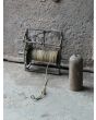 Small Antique Weight-Driven Spit Jack made of Wrought iron, Brass, Wood, Rope, Lead 
