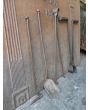 Antique French Fireplace Tools made of Wrought iron, Wood 