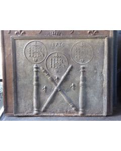 Pillars with IHS Monogram Fireback Pillars with IHS Monogram Fireback