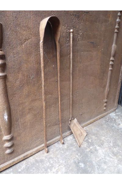 Antique French Fireplace Tools made of Wrought iron 