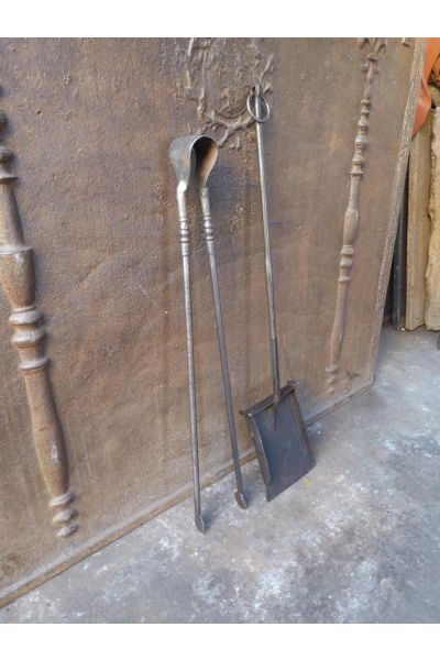 Large French Fireplace Tools made of Wrought iron 