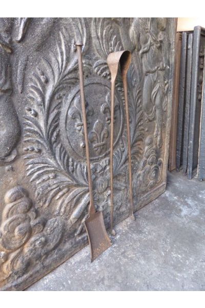 Antique French Fireplace Tools made of Wrought iron 