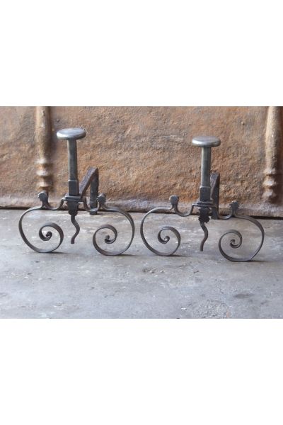 Louis XV Iron Andirons made of Wrought iron 