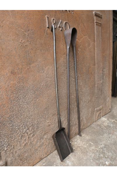 Antique French Fireplace Tools made of Wrought iron 