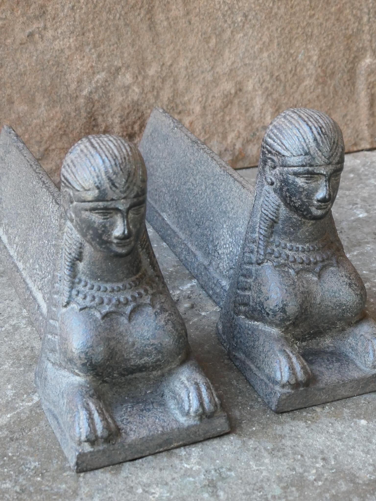Sphinx Andirons x2560 | Charles Nijman Fireplace Antiques