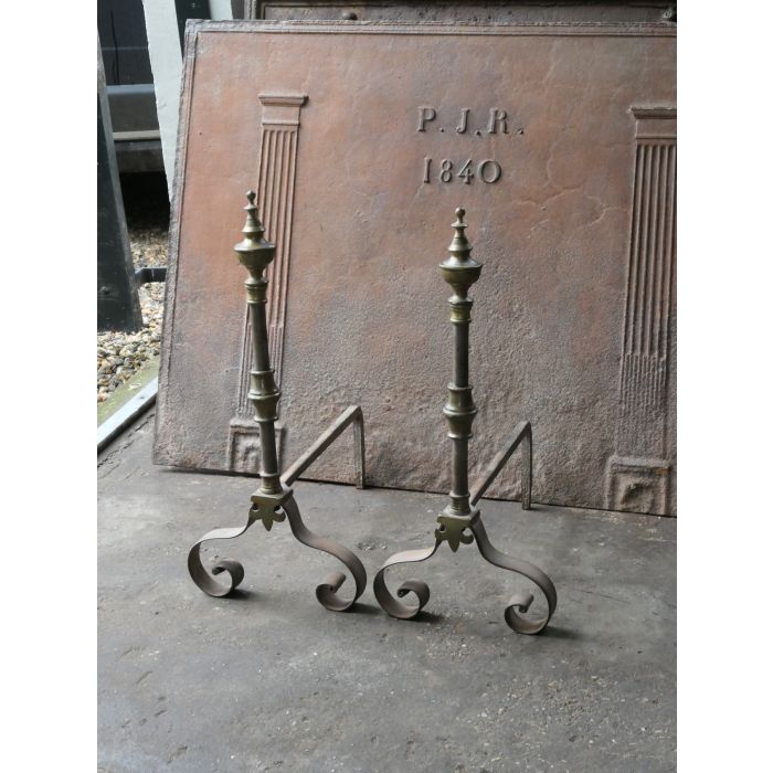 Napoleon III Fire Dogs made of Wrought iron, Brass 