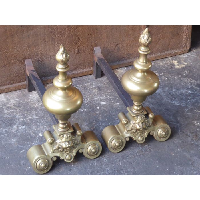 Louis XIV Style Andirons made of Wrought iron, Brass 