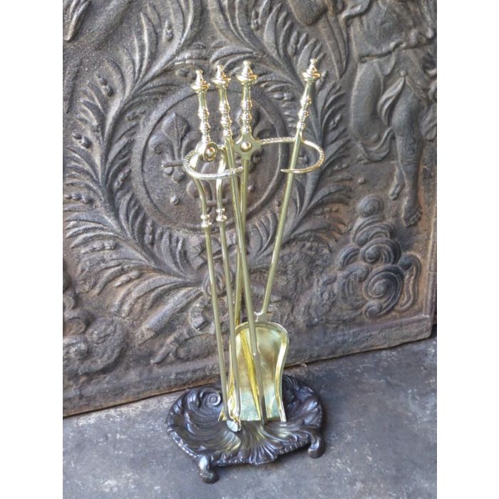 Victorian Companion Set made of Cast iron, Polished brass 