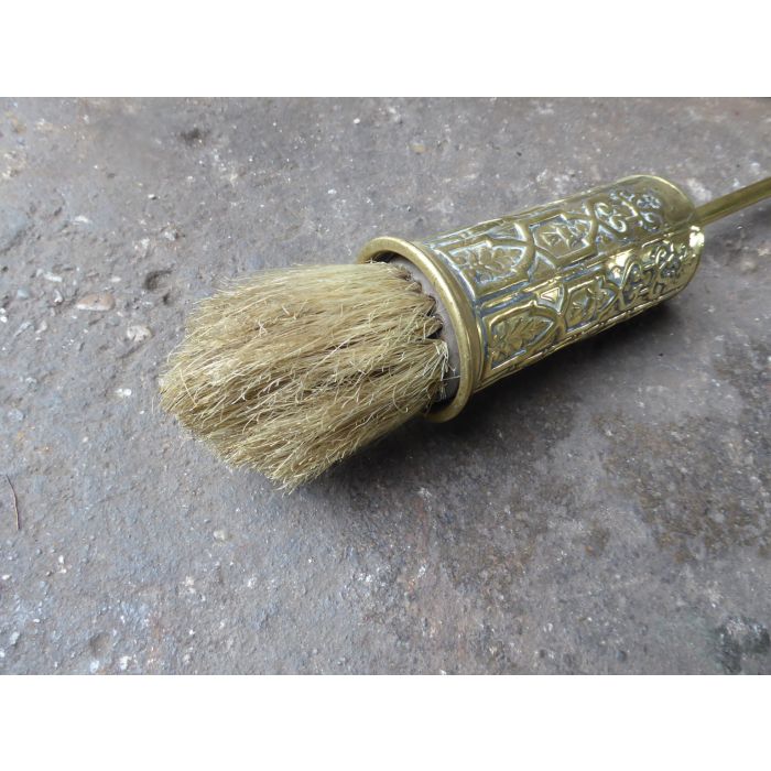 Victorian Fire Brush made of Polished brass, Wood 