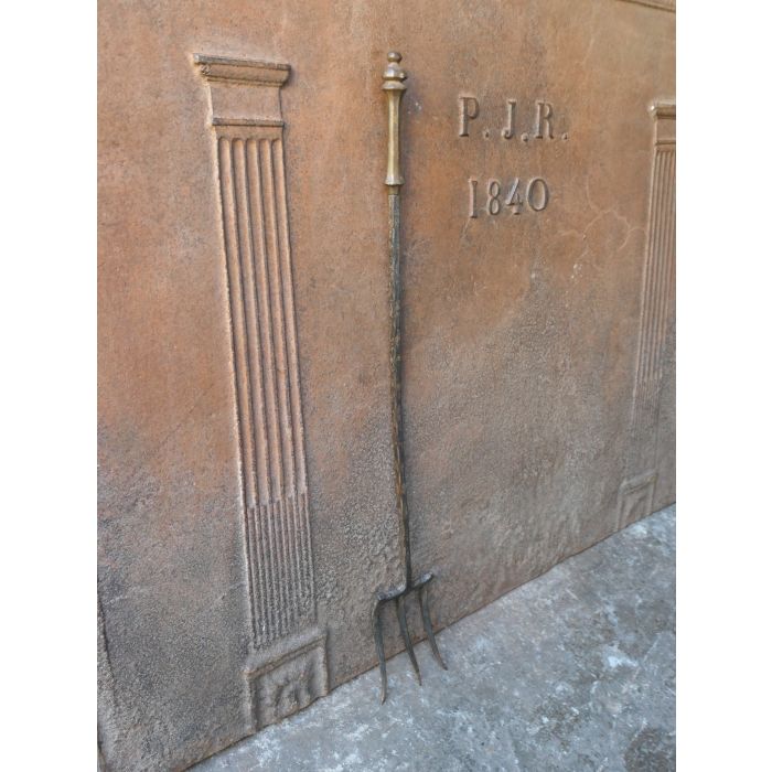 Large Fire Fork made of Wrought iron, Brass 