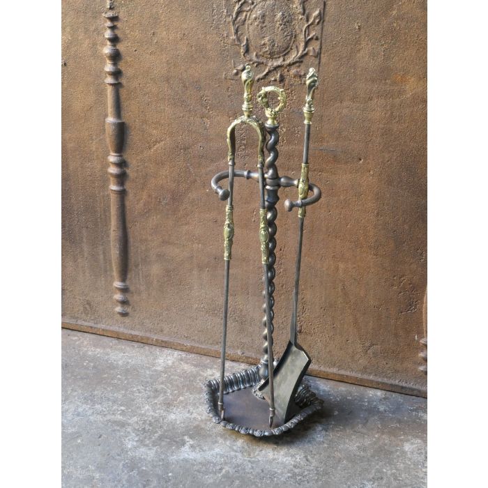 Napoleon III Fireplace Tools made of Cast iron, Wrought iron, Brass 