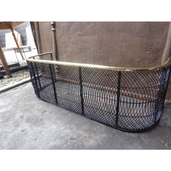 Victorian Fire Guard made of Polished brass, Iron mesh 