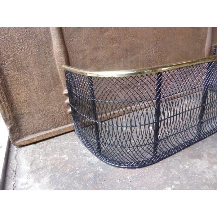 Victorian Fire Guard made of Polished brass, Iron mesh 