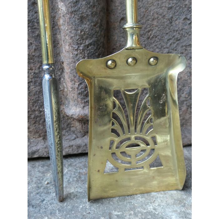 Victorian Fireplace Tool Set made of Brass, Polished steel, Polished brass 
