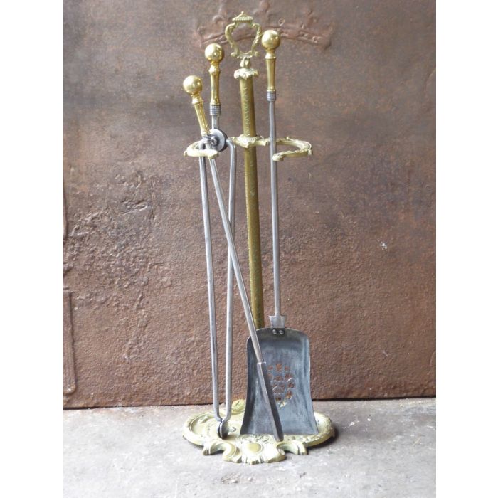 Victorian Fireplace Tool Set made of Brass, Polished steel 