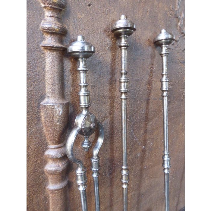 Polished Steel Fire Irons made of Wrought iron, Polished steel, Polished brass 
