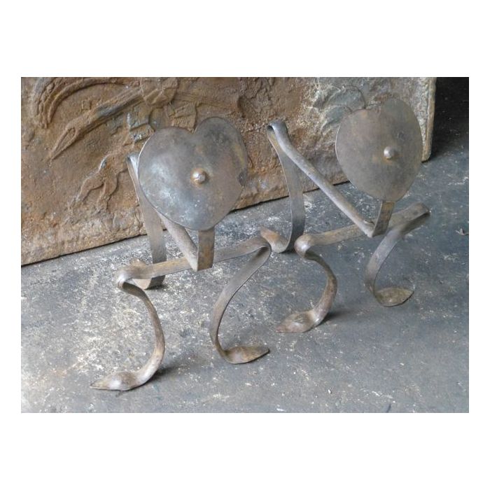 Art Nouveau Rests Fire Tools made of Wrought iron 
