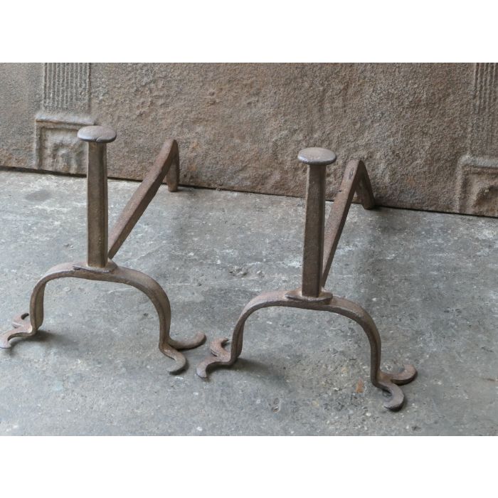 Louis XV Iron Andirons made of Wrought iron 