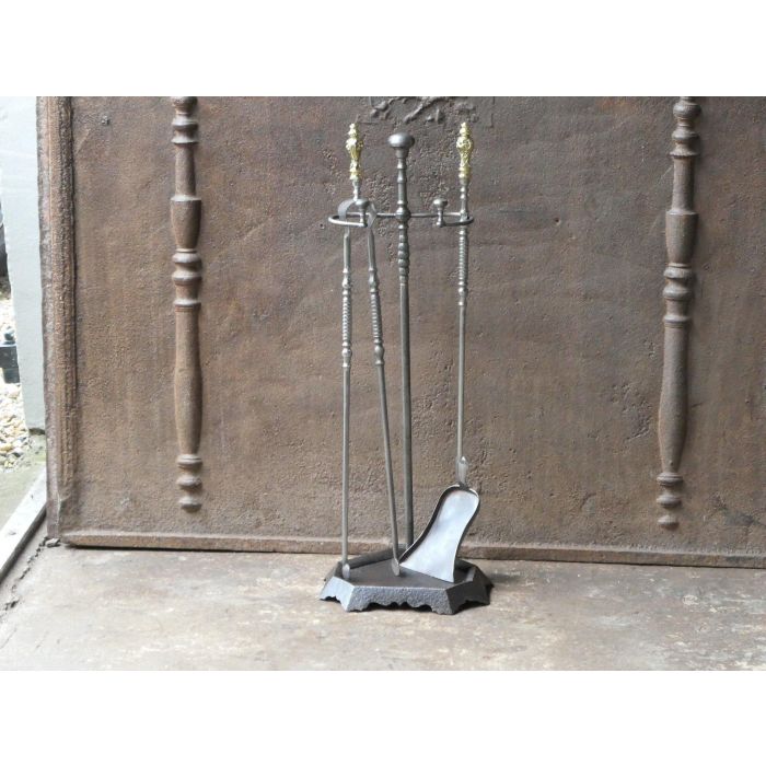 Grandry Fils Fire Tools made of Cast iron, Wrought iron, Polished brass 