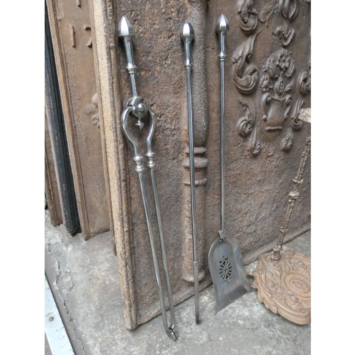 Polished Steel Fire Irons made of Cast iron, Wrought iron, Polished steel 