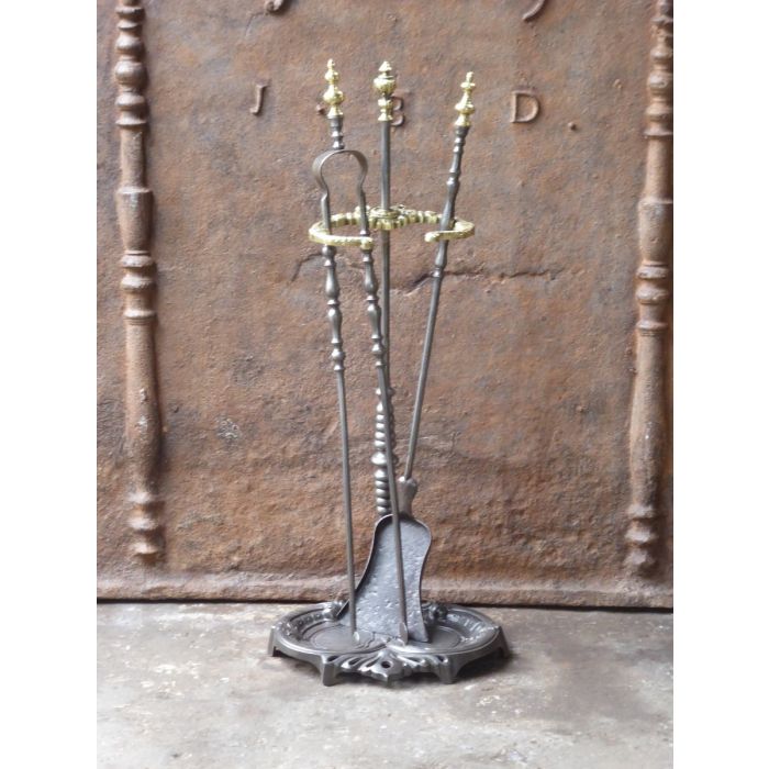 Napoleon III Fireplace Tools made of Cast iron, Wrought iron, Polished brass 