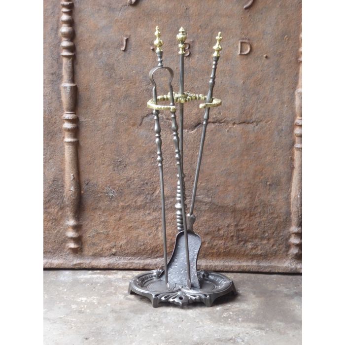 Napoleon III Fireplace Tools made of Cast iron, Wrought iron, Polished brass 