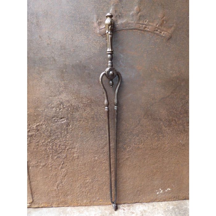 Victorian Fire Tongs made of Wrought iron, Brass 