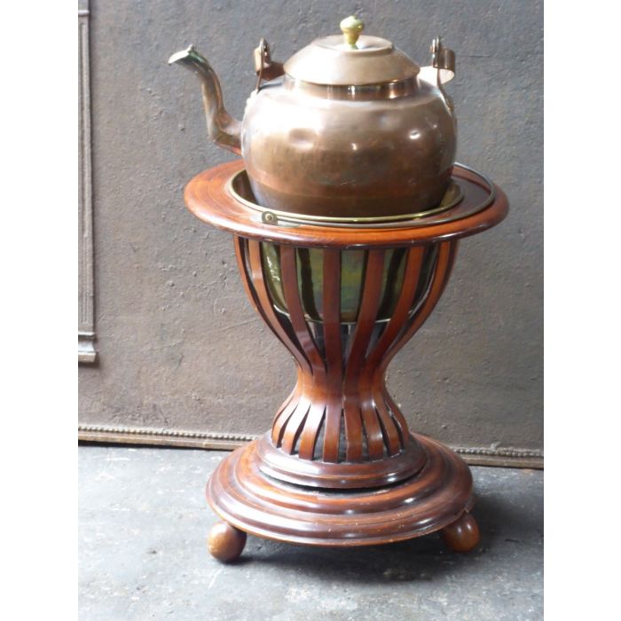 Antique Kettle made of Brass, Copper, Wood 