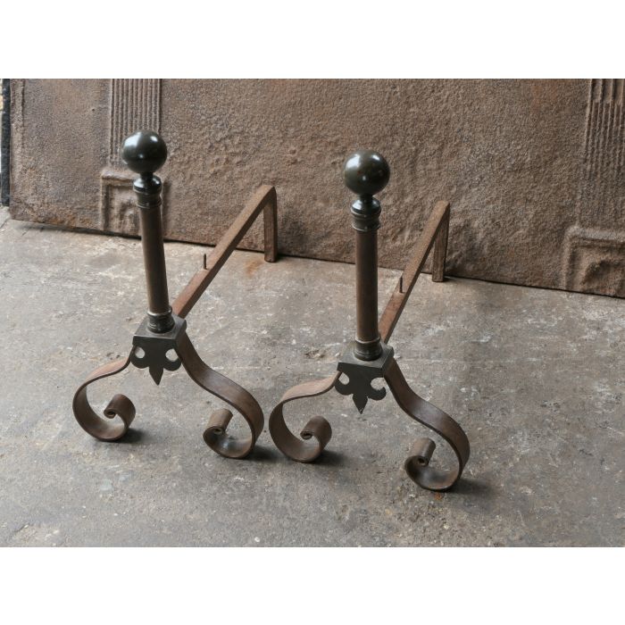 Napoleon Firedogs made of Wrought iron, Brass 