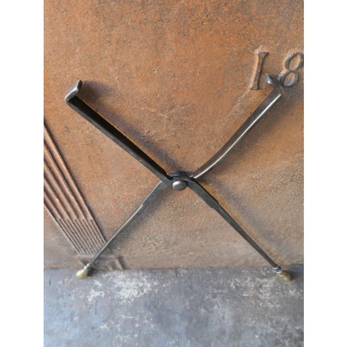 Napoleon III Fire Tongs made of Wrought iron, Brass 