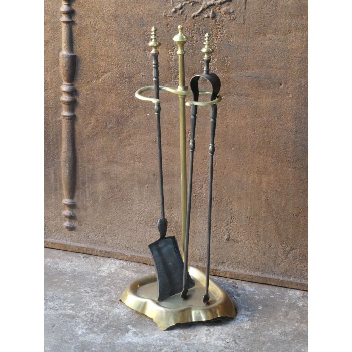 Napoleon III Fireplace Tools made of Wrought iron, Brass 