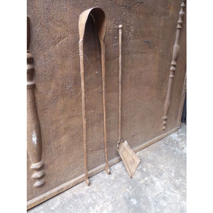 Antique French Fireplace Tools made of Wrought iron 