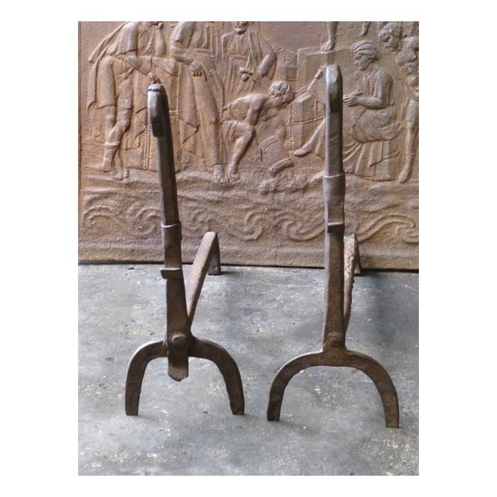 Gothic Style Andirons made of Wrought iron 