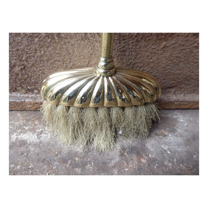 Victorian Fire Brush made of Polished brass, Wood 