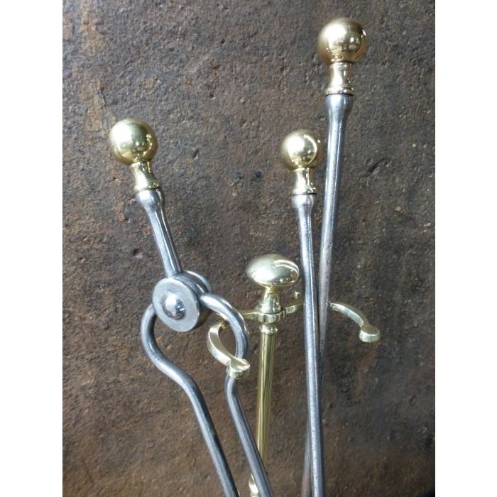 Polished Steel Fire Irons made of Cast iron, Polished steel, Polished brass 