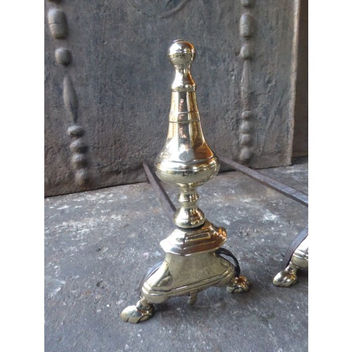 Louis XIV Fire Dog made of Wrought iron, Polished brass 