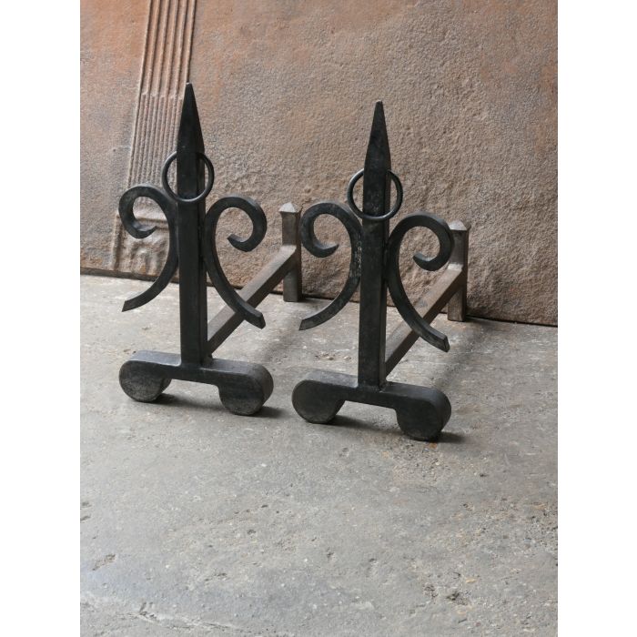 Wrought Iron Fire Dogs made of Cast iron, Wrought iron 
