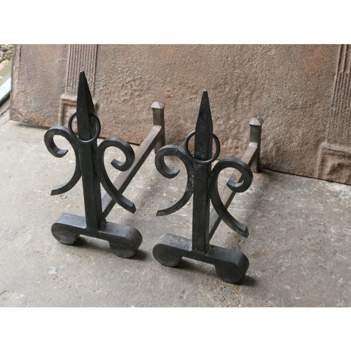 Wrought Iron Fire Dogs made of Cast iron, Wrought iron 