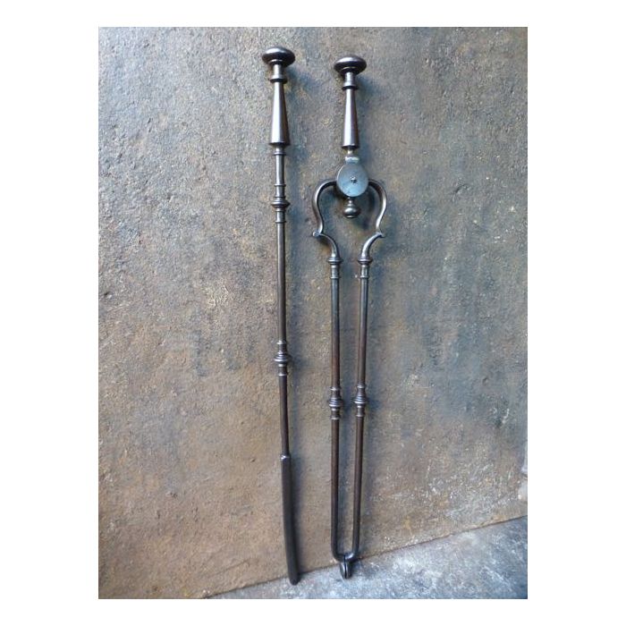 Georgian Fire Irons made of Wrought iron, Polished copper, Bronze 